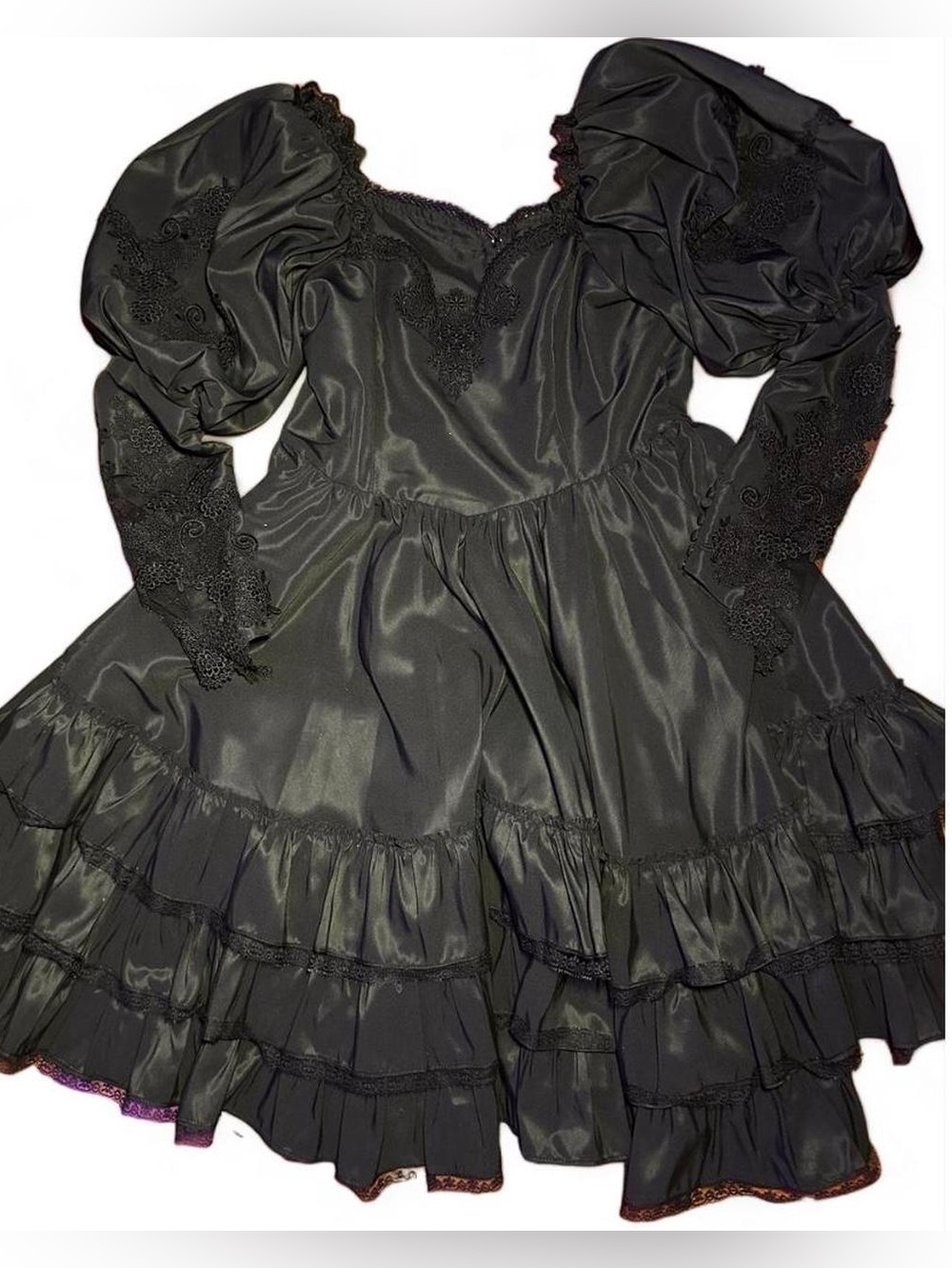 Widow Dolls Kill ‘Mortal Suffering’ Goth Lolita Puff Sleeve Lace Romantic Dress - Picture 6 of 8